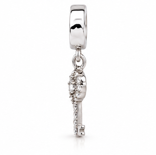 Sterling Silver Crystal 21st Birthday Key Drop Bead Charm