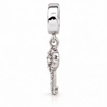 Sterling Silver Crystal 21st Birthday Key Drop Bead Charm