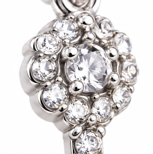 Sterling Silver Crystal 21st Birthday Key Drop Bead Charm