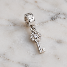 Sterling Silver Crystal 21st Birthday Key Drop Bead Charm