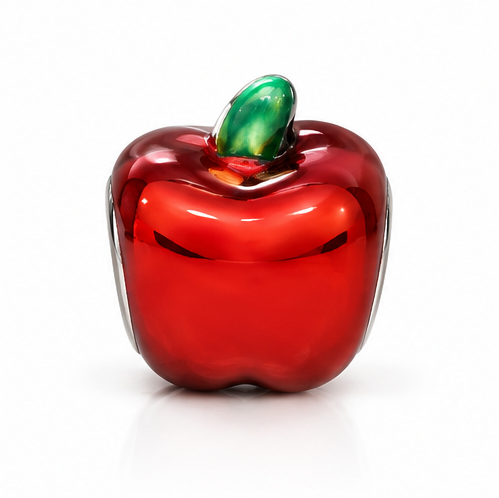 Sterling Silver Red Enamel Apple Bead Charm