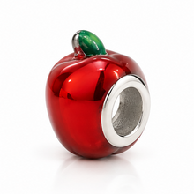 Sterling Silver Red Enamel Apple Bead Charm