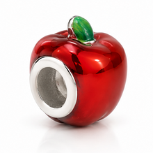 Sterling Silver Red Enamel Apple Bead Charm