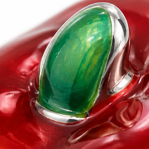 Sterling Silver Red Enamel Apple Bead Charm
