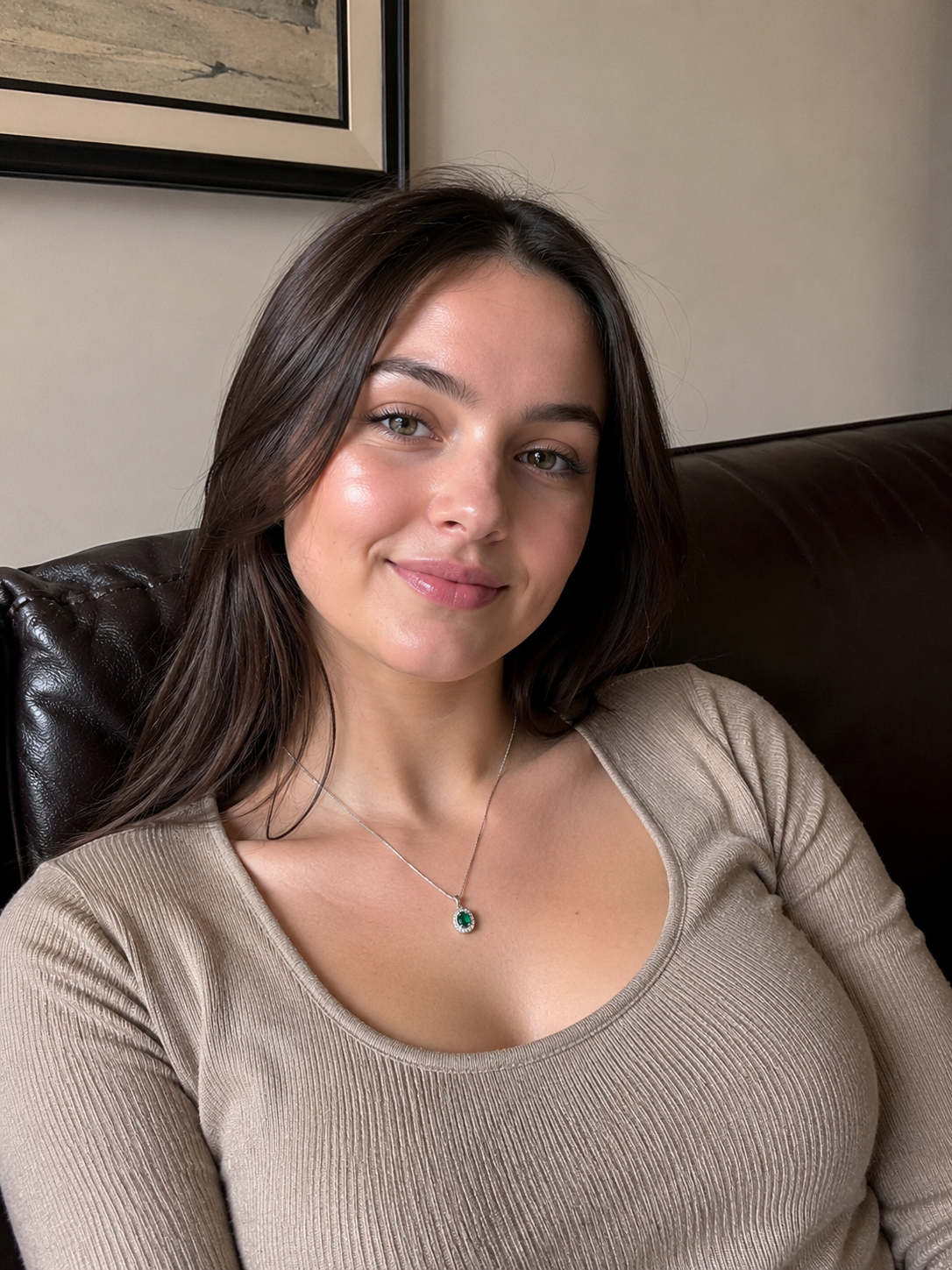 Teardrop Emerald & Diamond Pendant Necklace in 9ct Gold