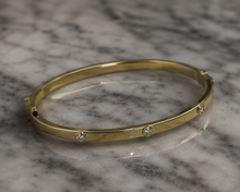9ct Yellow Gold CZ Set Hinged Bangle