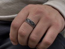 Sterling Silver Black Cubic Zirconia Wave Band Ring.