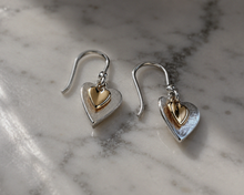 Gold Plated Double Heart Drop Earrings