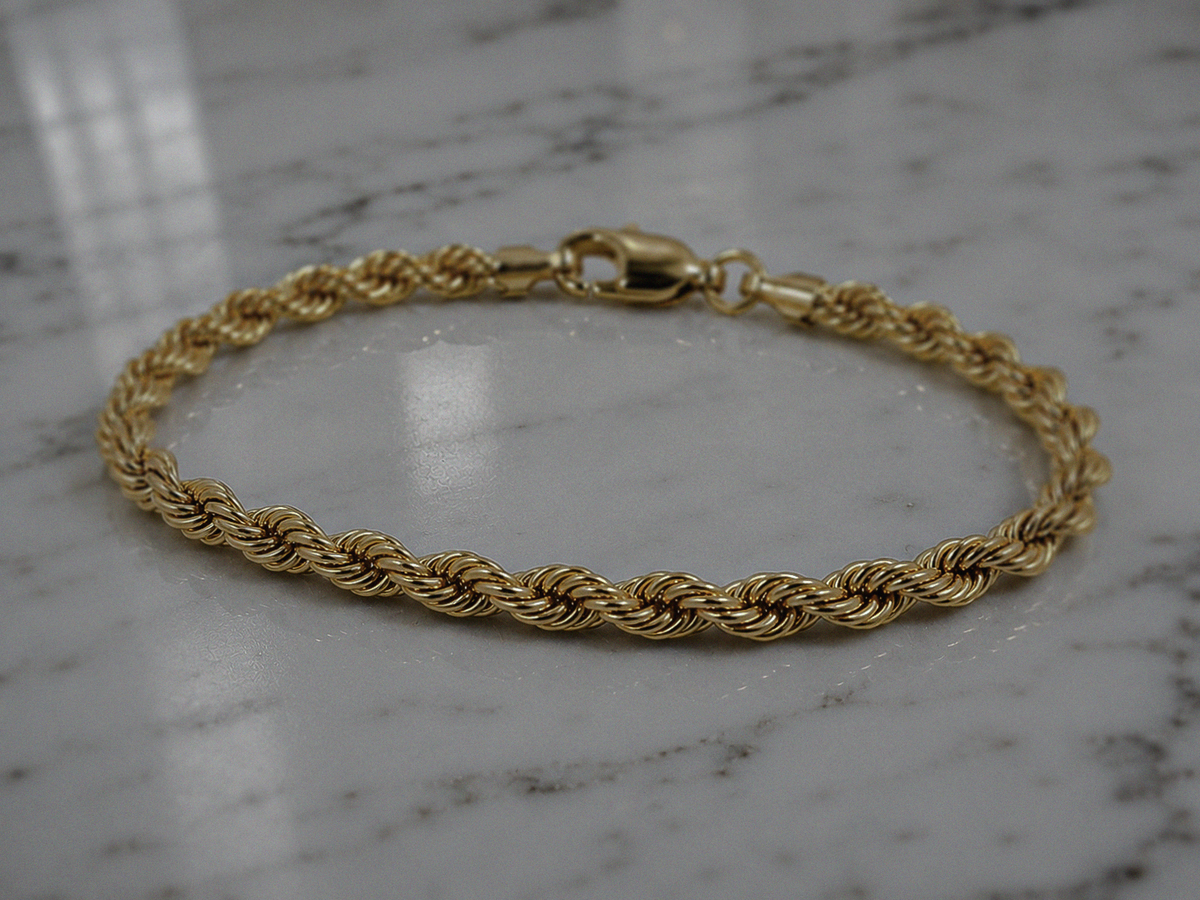 9ct Yellow Gold 6mm Rope Bracelet – Hollow Design