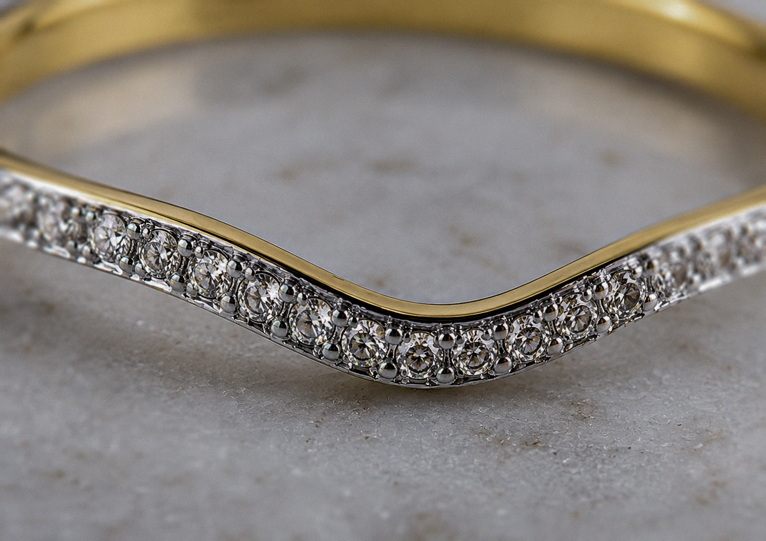 9ct Yellow Gold Diamond Set V-Shaped Ring