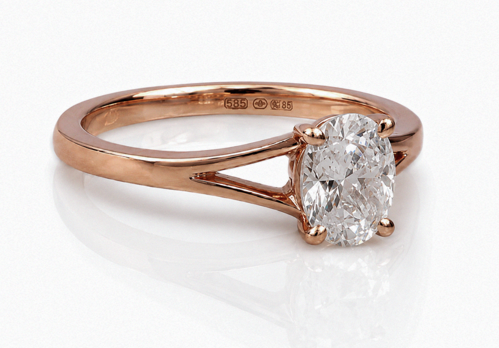 14ct Rose Gold 1.01ct Oval Diamond Solitaire Engagement Ring