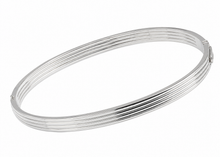 Sterling Silver Ridged Hinged Bangle