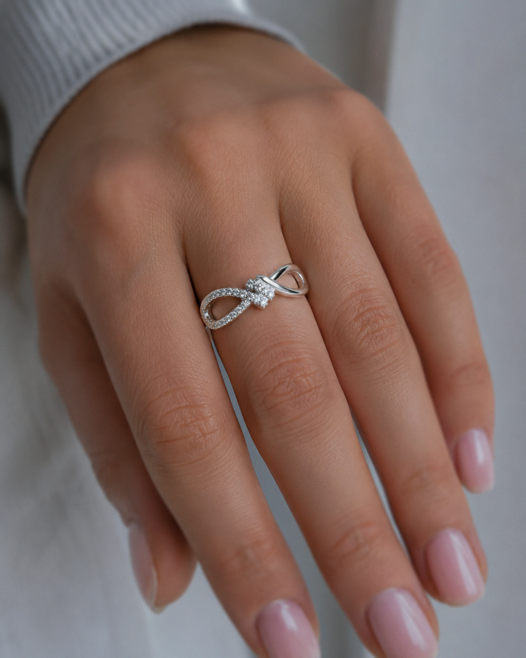 Sterling Silver Cubic Zirconia Infinity Twist Ring