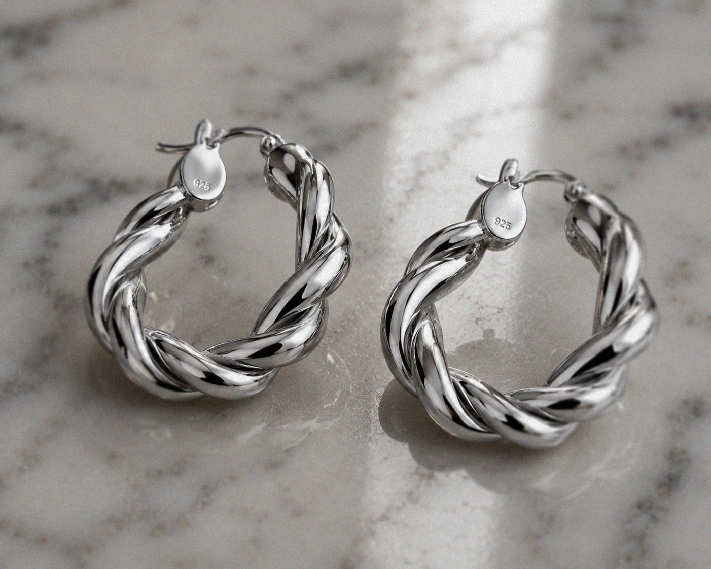 Chunky Rope Twist Hoop Earrings – Sterling Silver