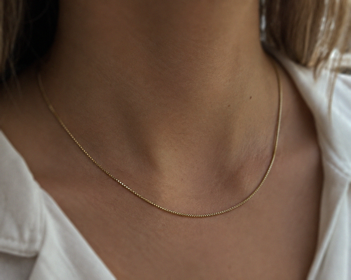 9ct Yellow Gold Venetian Box Chain Necklace (41-46cm)
