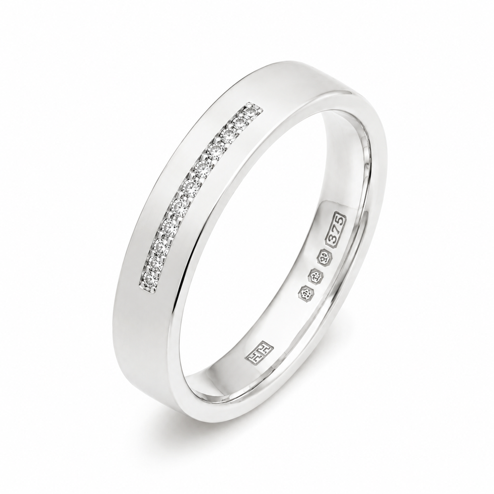 White Gold 0.17ct Natural Diamond Wedding Ring - 6mm