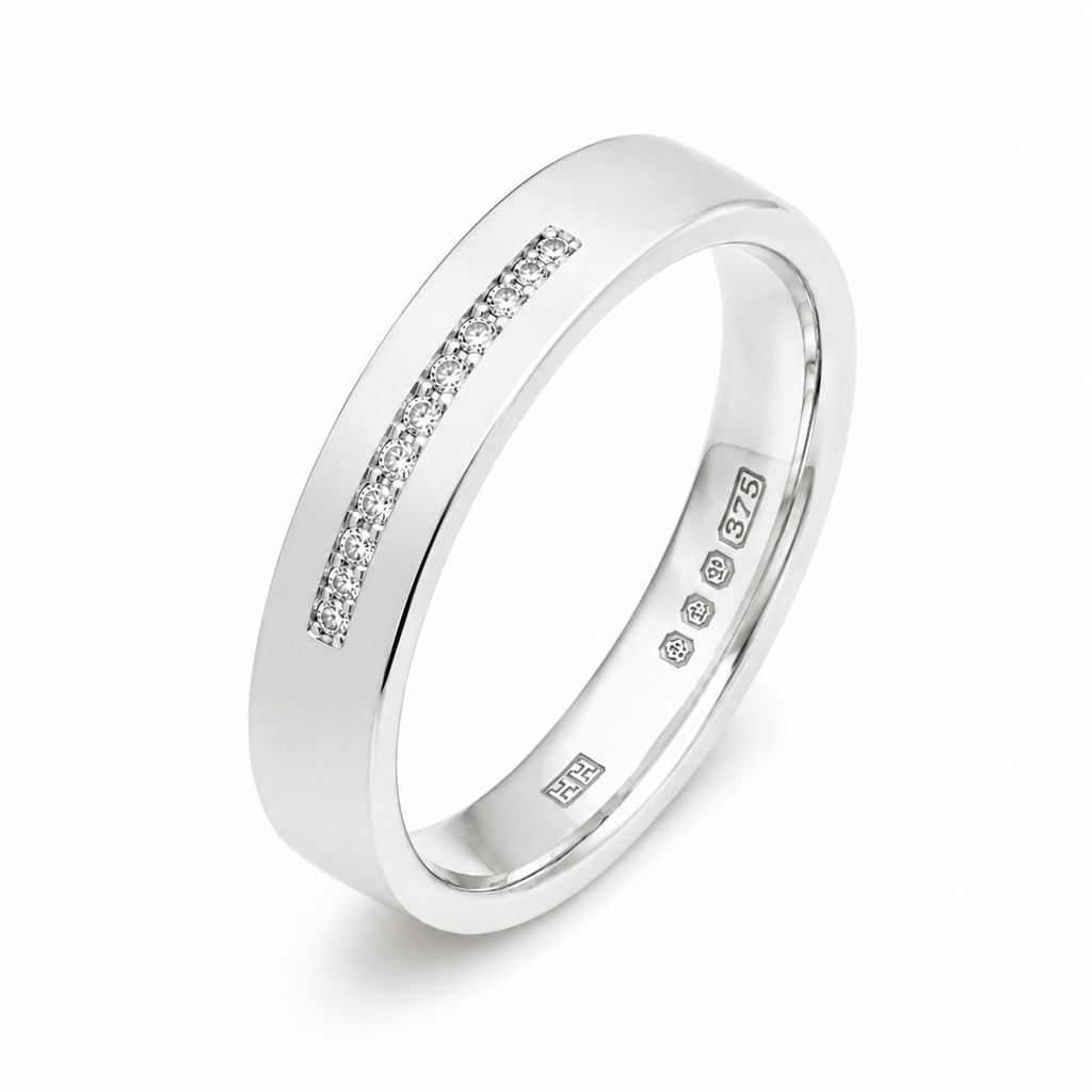 White Gold 0.17ct Natural Diamond Wedding Ring - 6mm