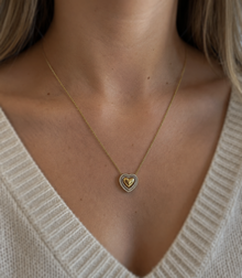 9ct Two-Tone Gold Cubic Zirconia Triple Heart Necklace 16–17 Inch