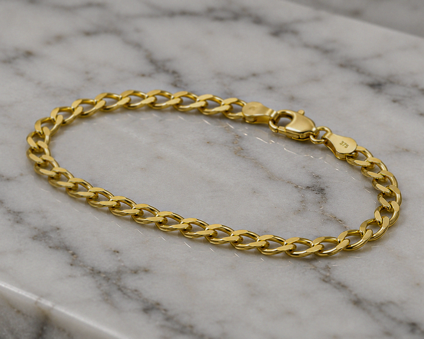 9ct Yellow Gold Children’s Curb Bracelet – 5”