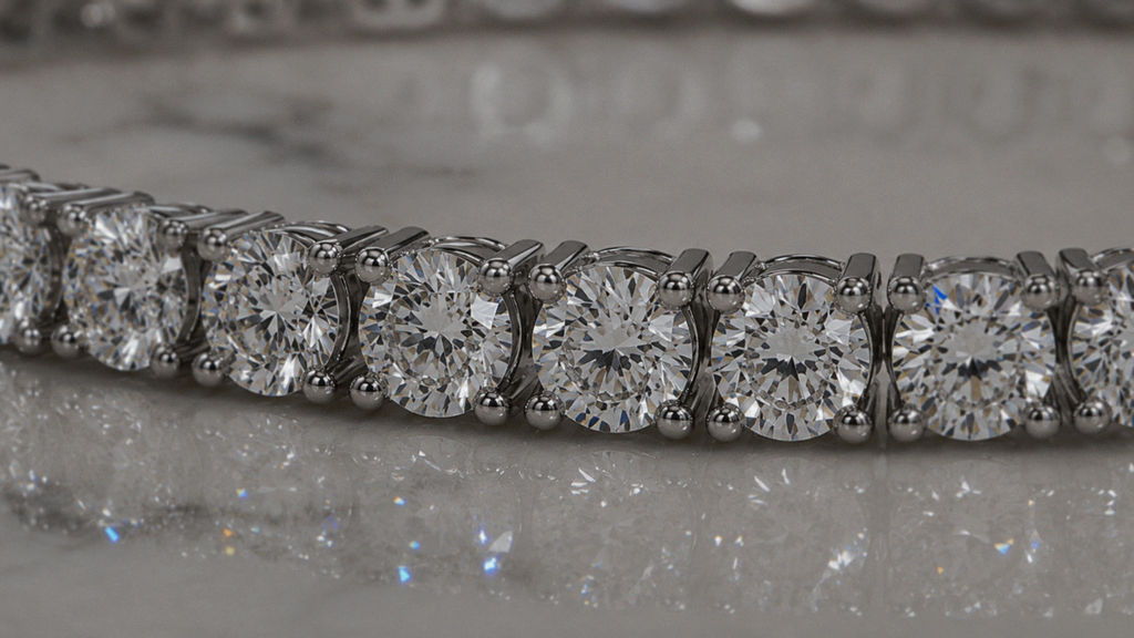 14ct White Gold 3ct Natural Diamond Tennis Bracelet 7 Inch