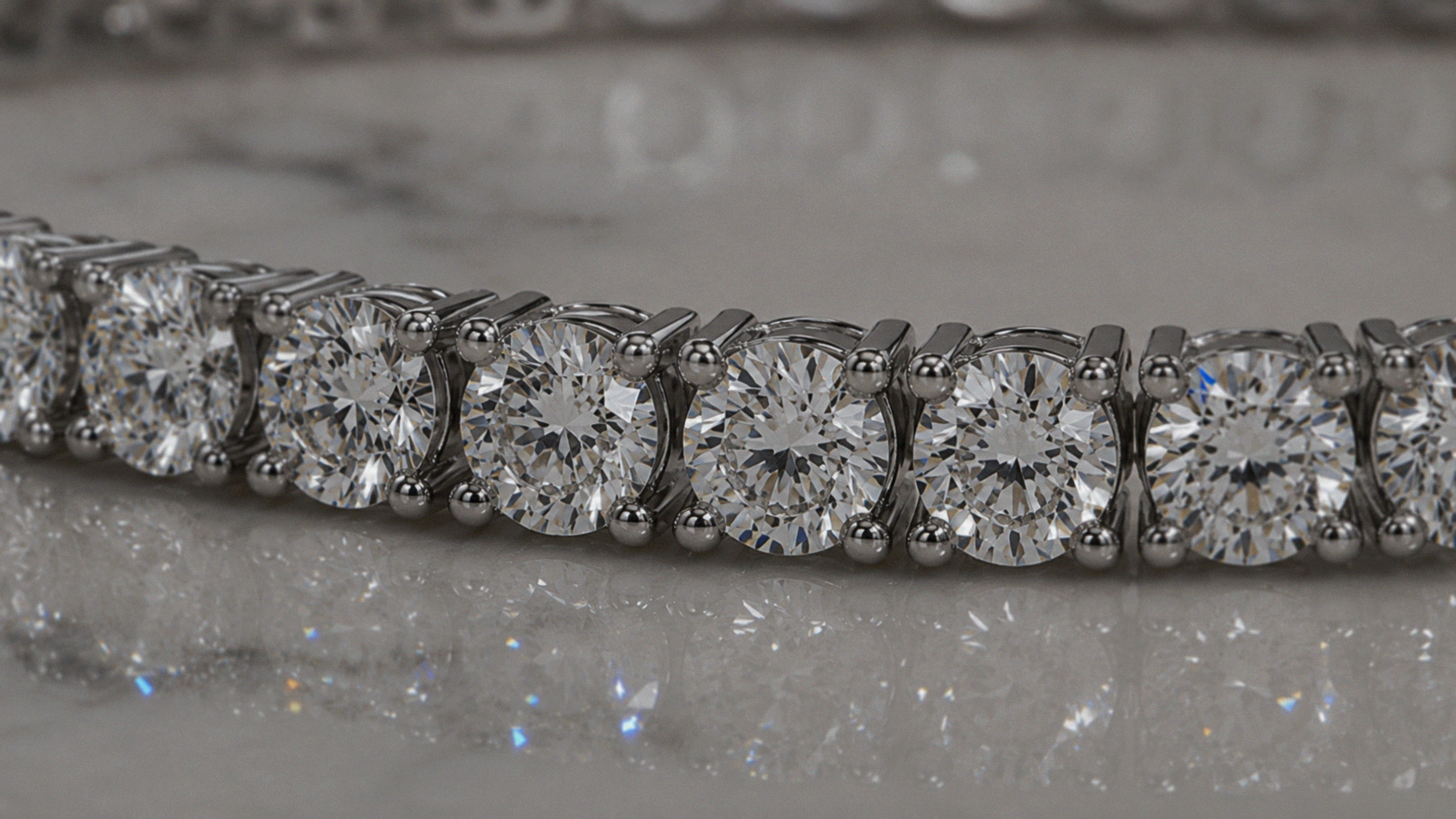 14ct White Gold 3ct Natural Diamond Tennis Bracelet 7 Inch