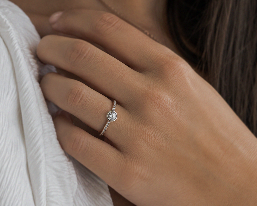 9ct Rose & White Gold Channel-Set Diamond Engagement Ring