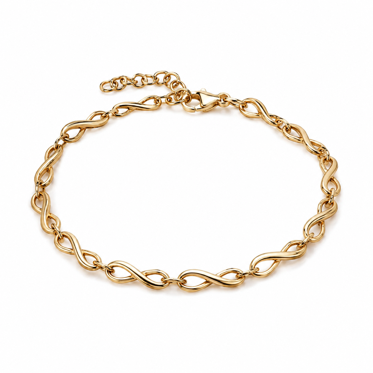 9ct Yellow Gold Infinity Link Bracelet