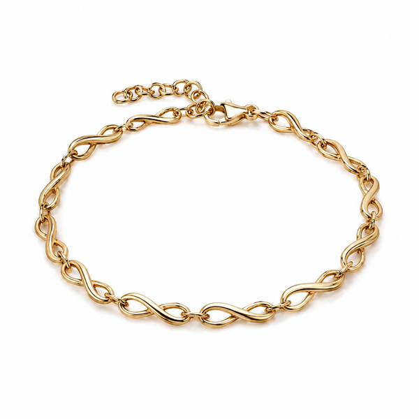 9ct Yellow Gold Infinity Link Bracelet