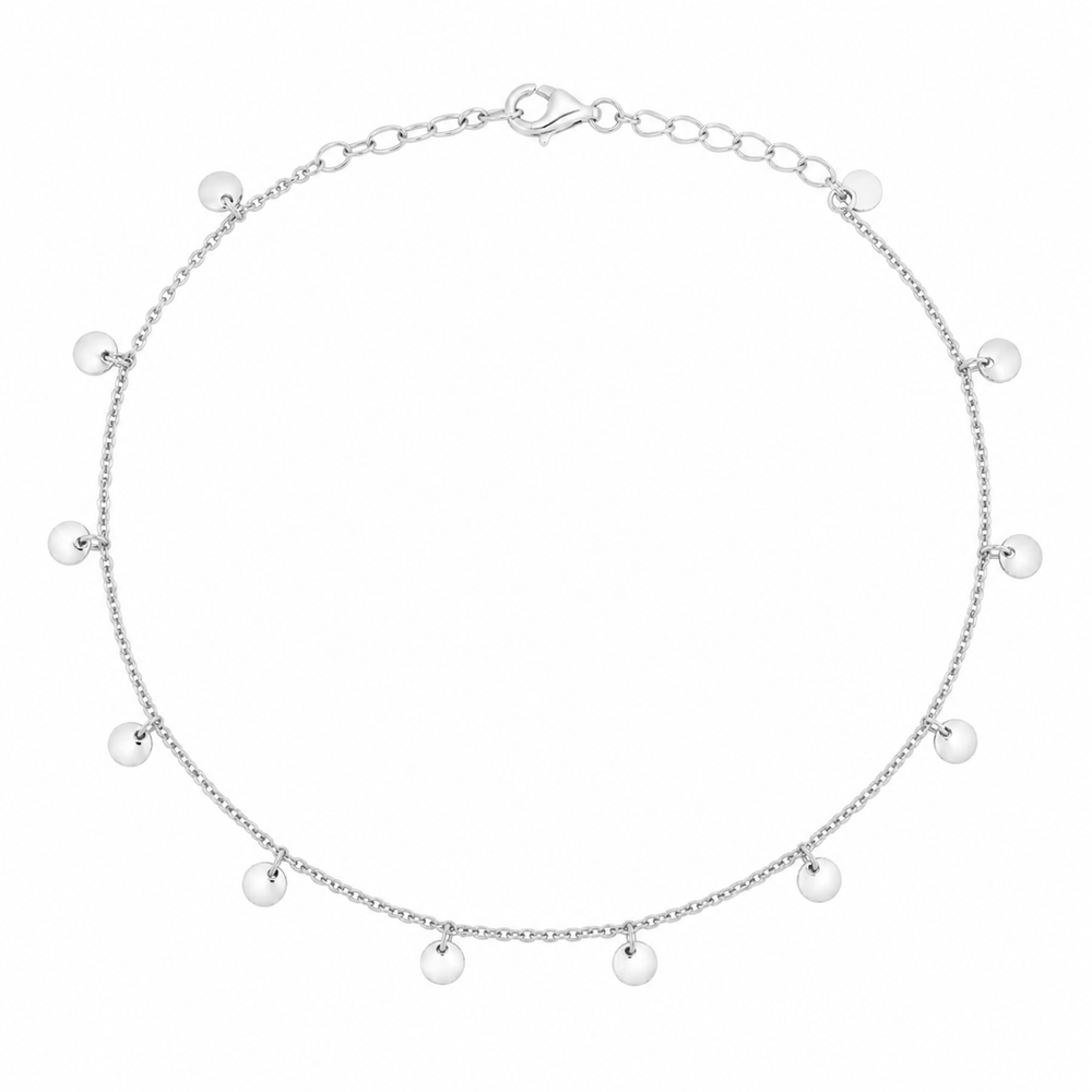 Sterling Silver Mini Disc Anklet 23–25cm