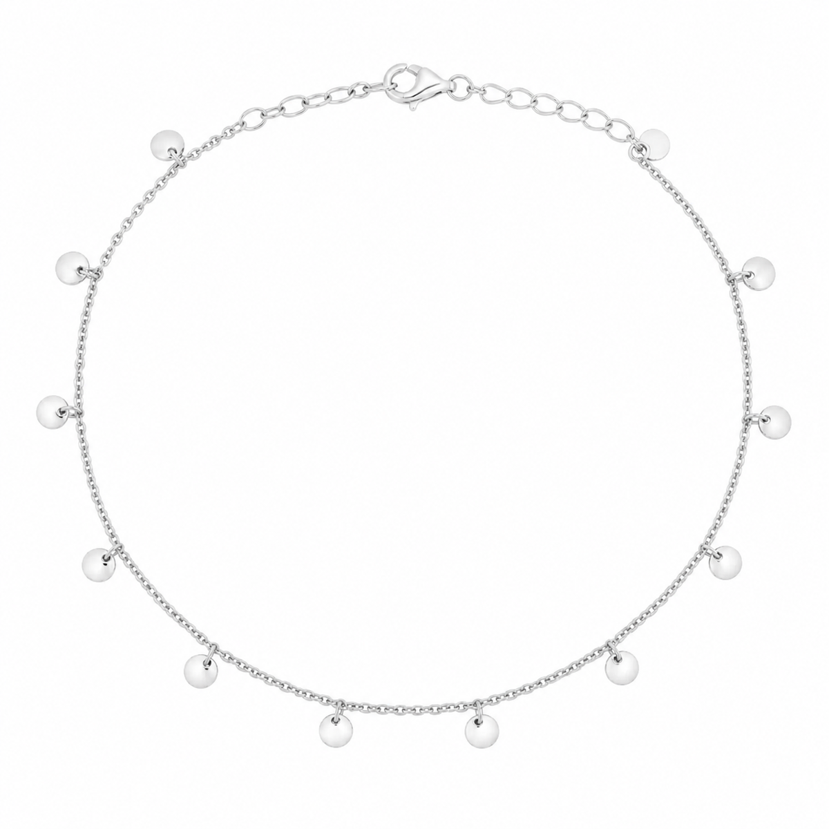 Sterling Silver Mini Disc Anklet 23–25cm