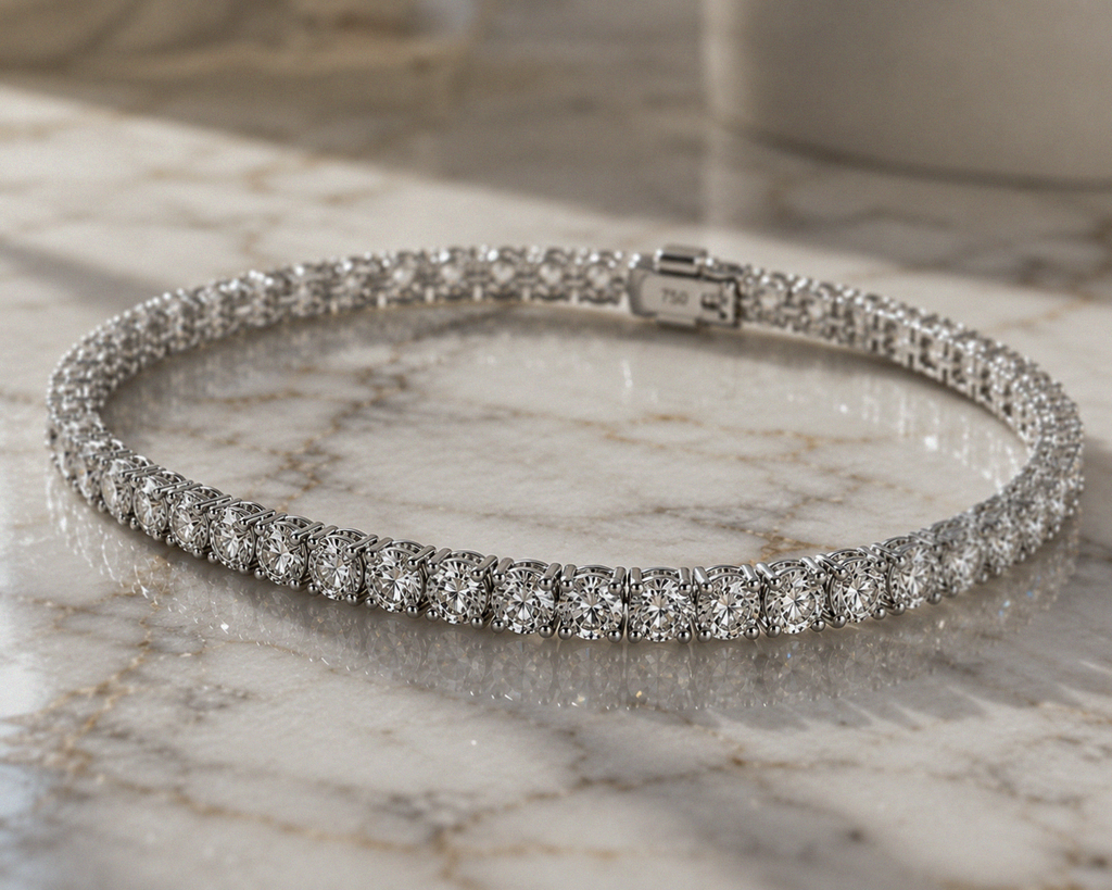 18ct White Gold 5.00ct Diamond Tennis Bracelet – H/SI