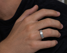 Sterling Silver Brushed Panel Men’s Ring - 5mm