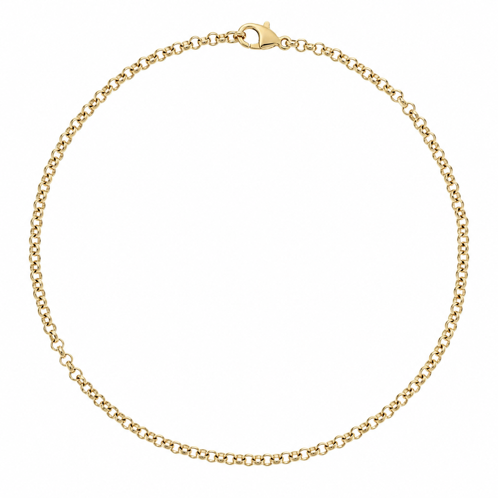 9ct Yellow Gold Round Belcher Chain Anklet 10 Inch