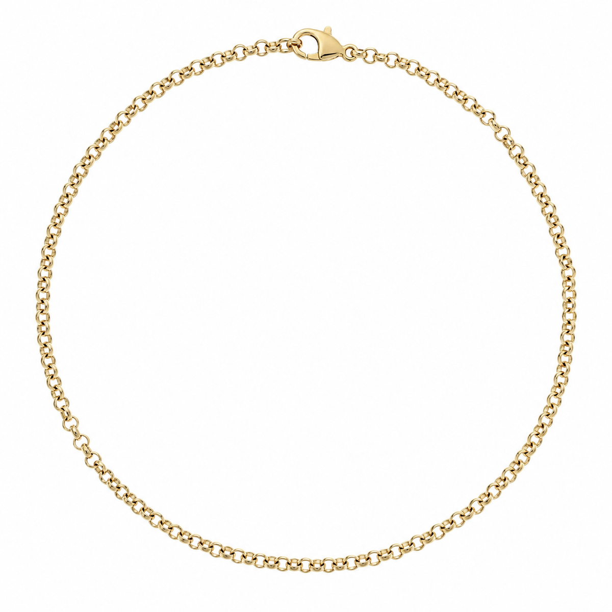 9ct Yellow Gold Round Belcher Chain Anklet 10 Inch