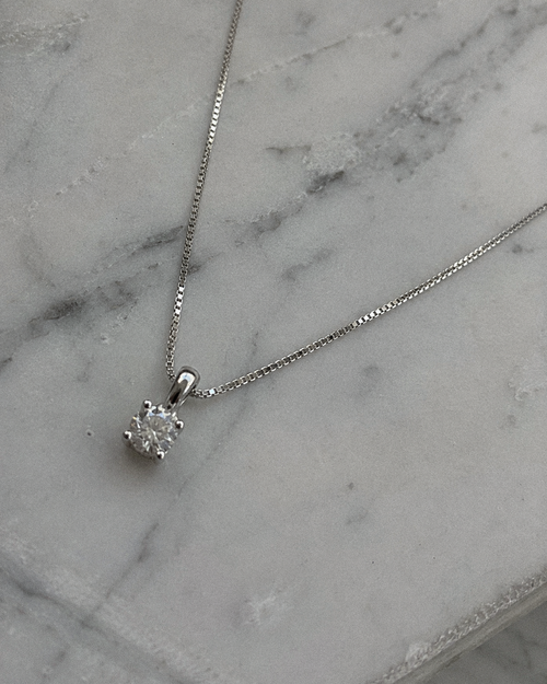 18ct White Gold 0.25ct Lab-Grown Diamond Solitaire Pendant Necklace