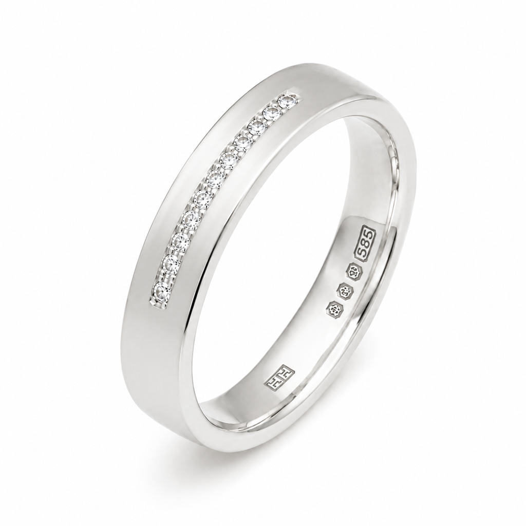 White Gold 0.17ct Natural Diamond Wedding Ring - 6mm