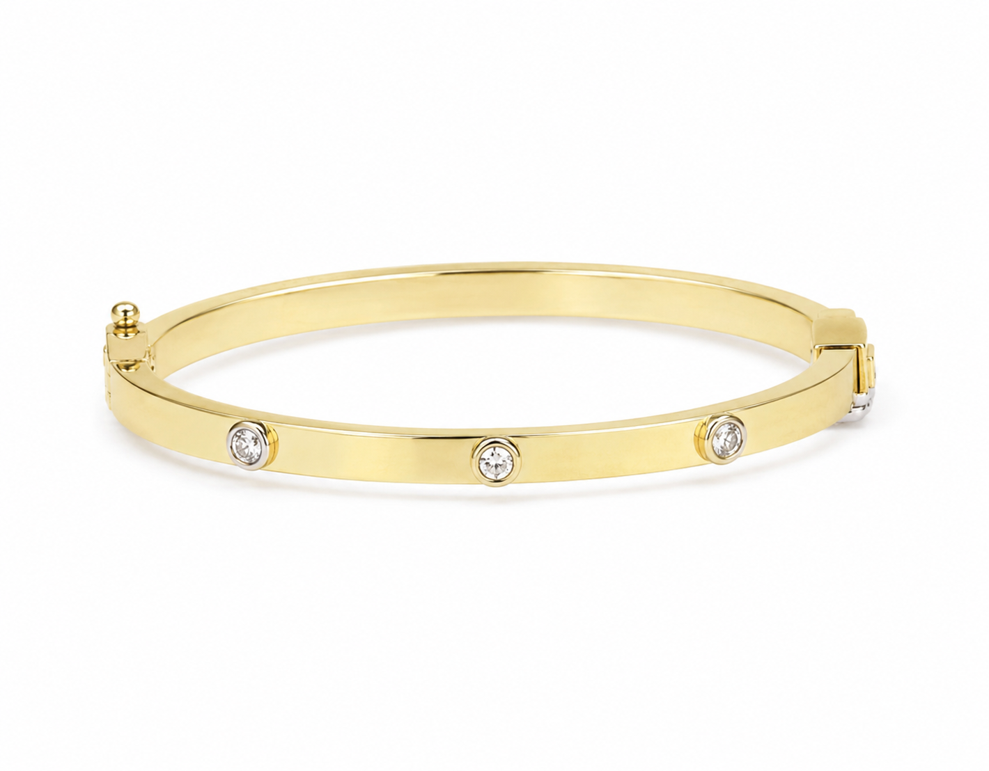 9ct Yellow Gold Children’s CZ Set Hinged Bangle
