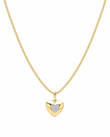 9ct Yellow & White Gold 0.03ct Diamond Heart Necklace