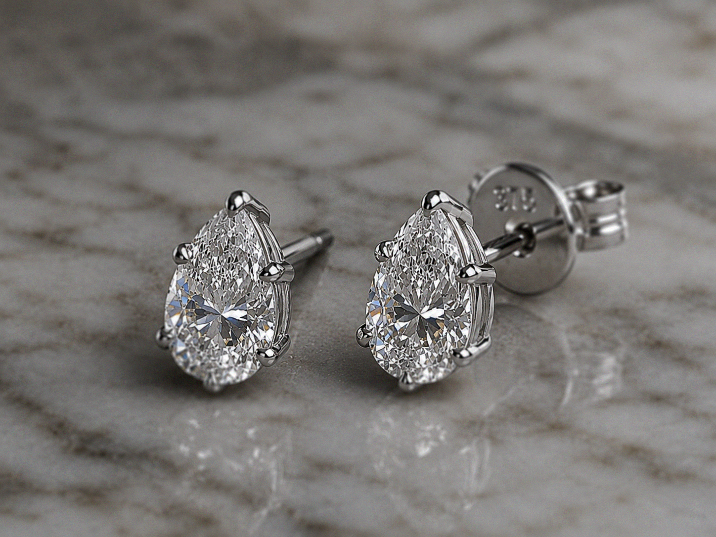 9ct White Gold Pear Cut Lab-Grown Diamond Stud Earrings