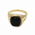 9ct Yellow Gold Cushion-Cut Black Onyx Signet Ring – Classic Gents Statement