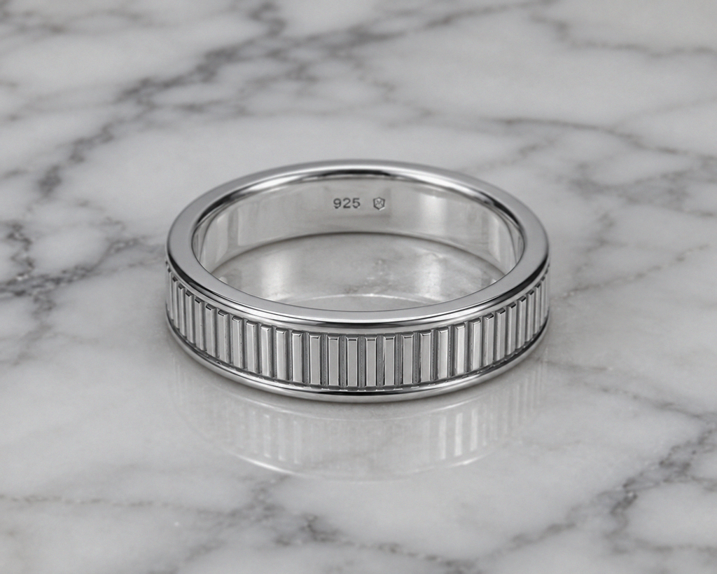 Sterling Silver Ridged Spinner Ring