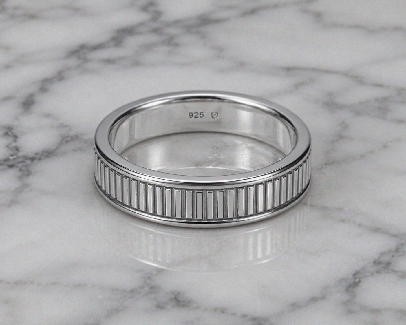 Sterling Silver Ridged Spinner Ring