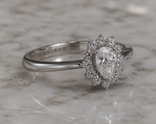 9ct White Gold 0.35ct Pear-Cut Flower Halo Diamond Engagement Ring