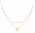 9ct Yellow Gold Bar and Circle Layered Necklace 17.5 Inch
