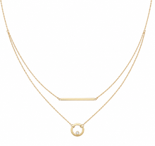 9ct Yellow Gold Bar and Circle Layered Necklace 17.5 Inch