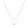 Sterling Silver Cubic Zirconia Double Layer Bar Necklace