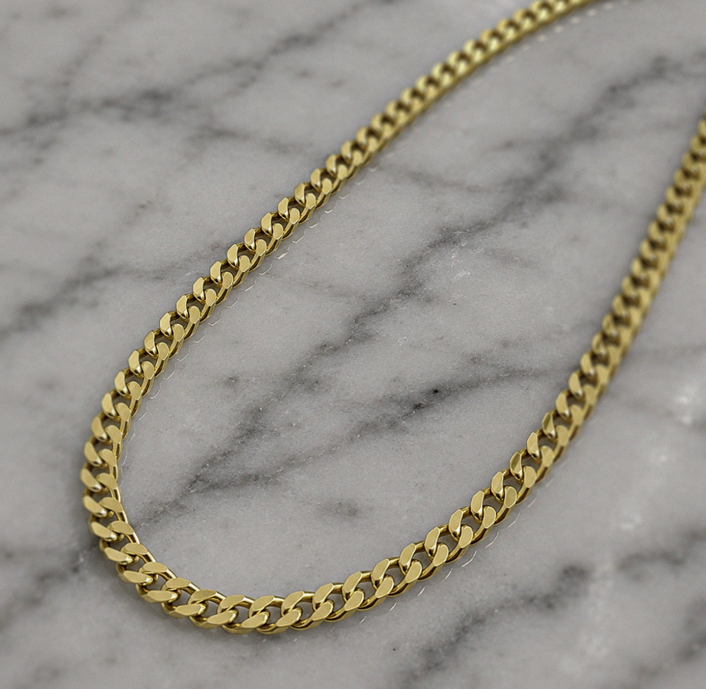 Men’s Gold Plated Cuban Chain Necklace – 4mm | Sterling Silver