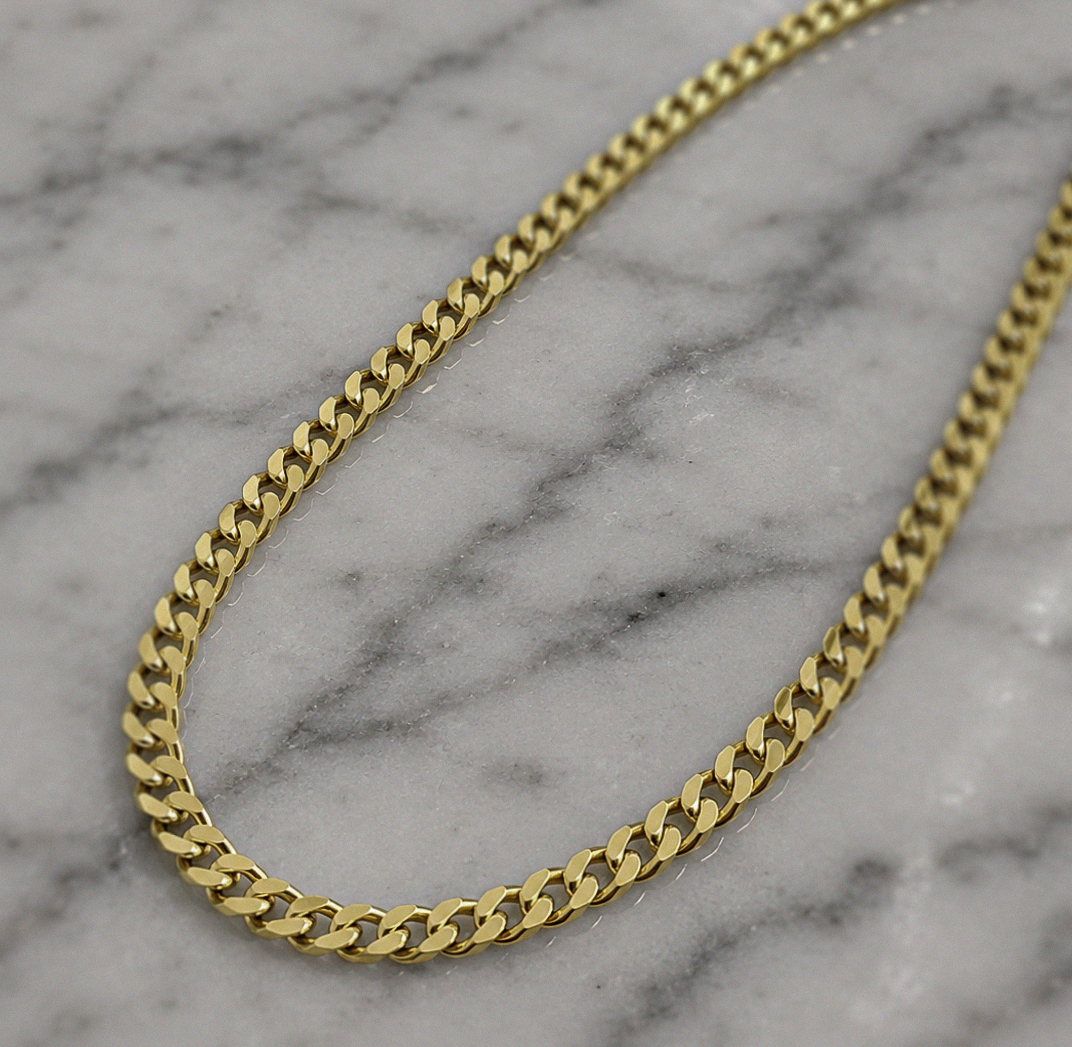 Men’s Gold Plated Cuban Chain Necklace – 4mm | Sterling Silver