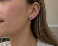 Blue Sapphire & Diamond Cluster Stud Earrings in 9ct White Gold