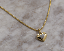 9ct Yellow & White Gold 0.03ct Diamond Heart Necklace